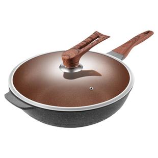 苏尔玛德国麦饭石炒锅家用不粘锅平底锅带蒸屉燃气灶电磁炉通用