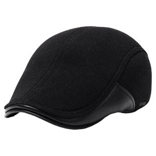 中老年人爸爸帽子男士冬季贝雷帽新款老人爷爷护耳防寒保暖前进帽