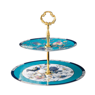 欧式陶瓷双层甜品台高端精致干果盘轻奢点心盘高颜值水果盘蛋糕盘