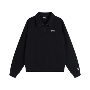 BURNIN*半拉链Polo领卫衣男女宽松美式上衣情侣校园基础百搭国潮