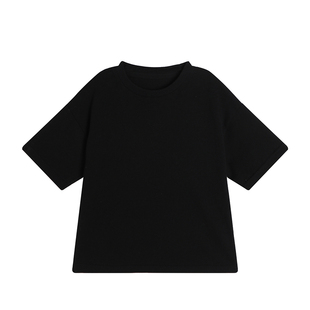 布丁哈鲁童装春装女童洋气上衣2026春夏新款儿童百搭圆领短袖T恤