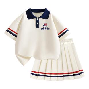 迪士尼女童夏套装2026新款运动两件套女孩流行夏装洋气儿童衣服女