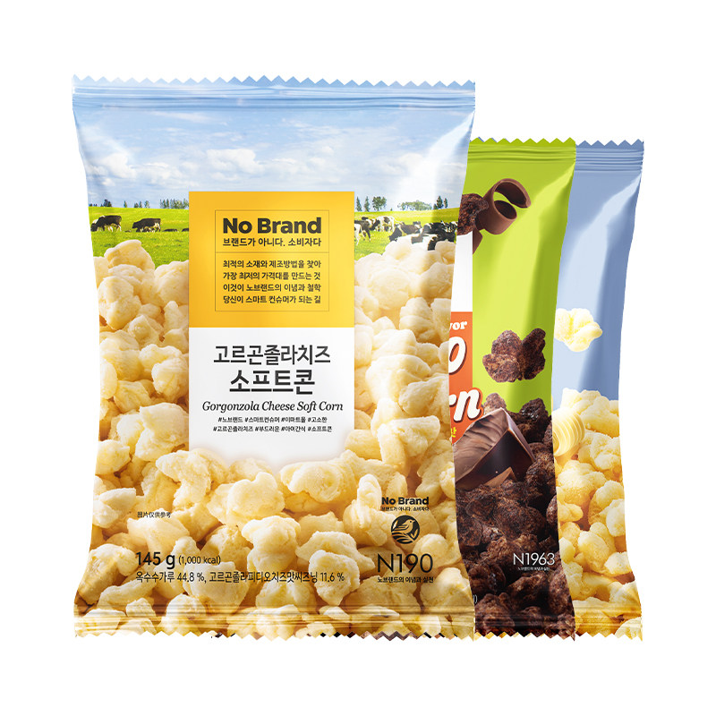 【直播专享】nobrand巧克力味玉米卷芝士海盐黄油爆米花韩国零食