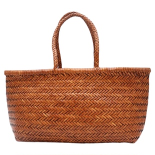 dragon8811牛皮手工编织包2025大容量女士通勤托特包法式菜篮子包