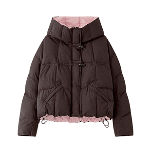 2025新大嘎daga【咖啡肯豆】防风抗静电短款羽绒服外套女90白鸭绒