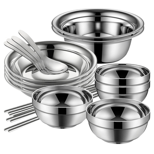 不锈钢碗筷餐具家用户外露营便携套装旅行野炊盘碟收纳全套餐具