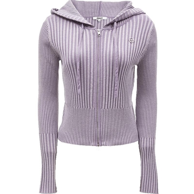 ONLY做旧连帽条纹针织衫