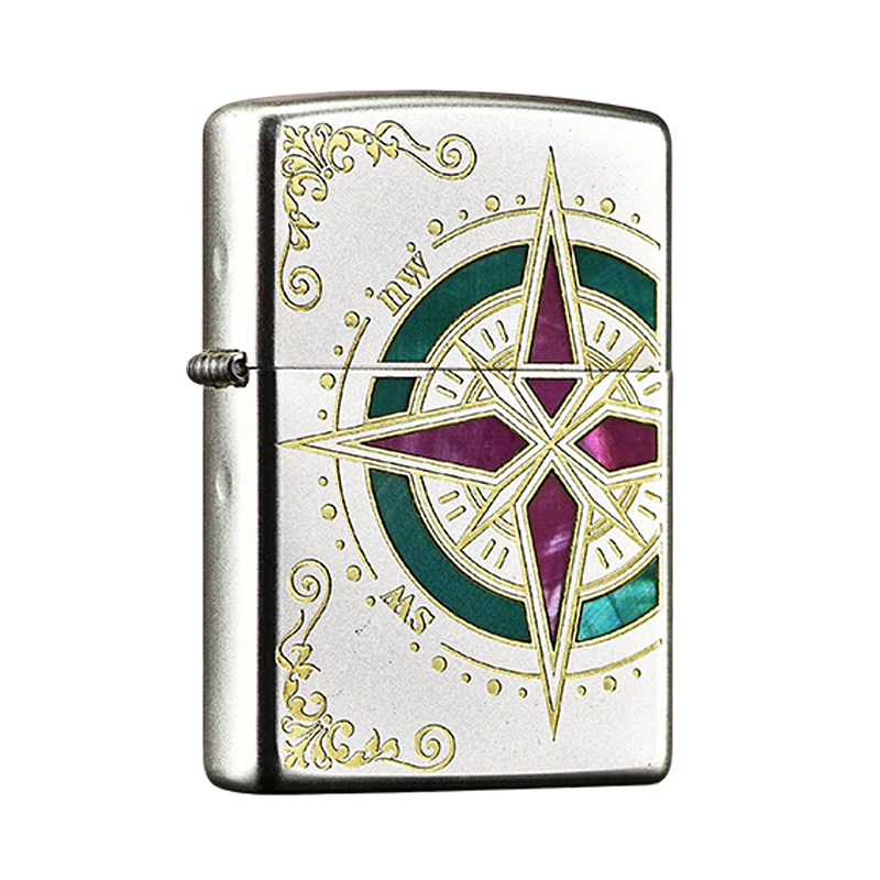 ZIPPO爱琴海指南针贝壳镶嵌