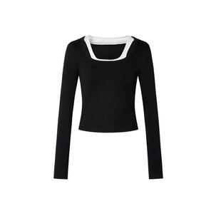 MOISSAC摩萨克冬装假两件修身内搭针织套头打底毛衫女