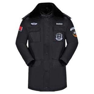 保安棉衣男冬季防寒服大衣黑色工作服套装男秋冬装作训练特训棉服