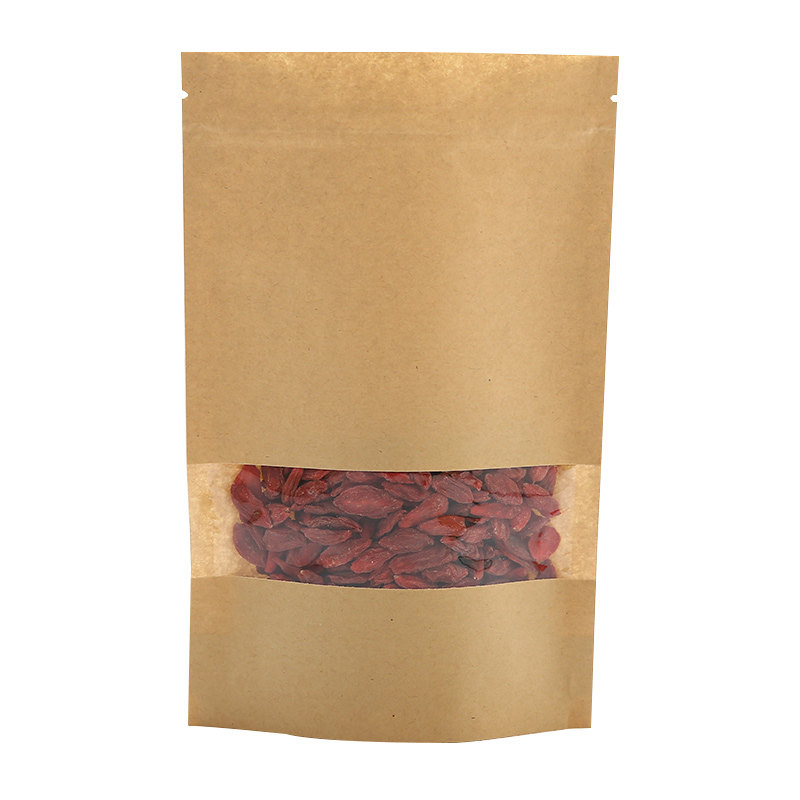 自立开窗牛皮纸袋食品袋包装袋自封袋茶叶密封袋塑封口袋批发定制
