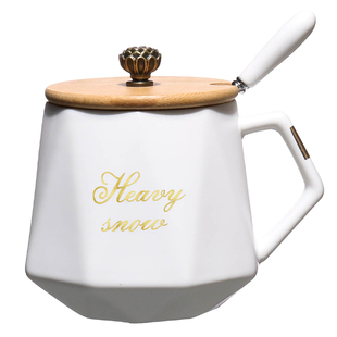 陶瓷马克杯带盖杯子家用咖啡杯北欧简约男女士主人杯个性砖石杯