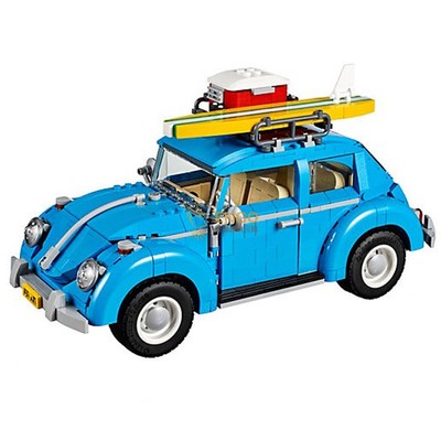 复古甲壳虫旅行汽车拼装积木玩具