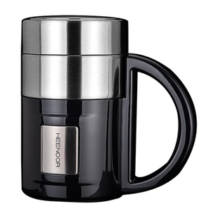 希诺办公室保温杯带手柄男士大容量水杯高端带把不锈钢泡茶杯礼盒