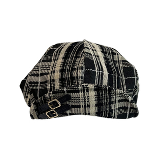 三环路格纹贝雷帽气质港风复古画家八角帽显脸小皮带扣翻折报童帽