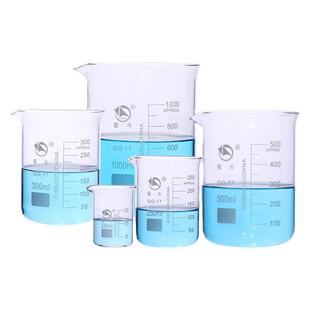 蜀牛玻璃烧杯耐高温带刻度低型高型烧杯实验器材化学量杯带柄50/100/250/500/1000/5000ml毫升实验室用