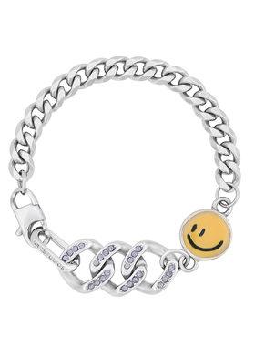 高颜值滴胶笑脸镶钻古巴钛钢手链