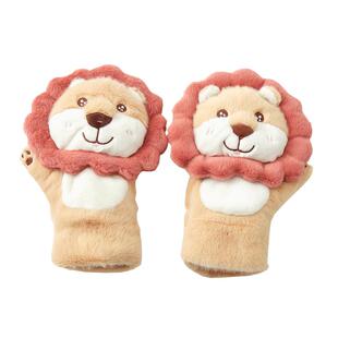毛绒手套冬季女可爱韩版学生软妹子ins可爱卡通狮子 骑车加绒保暖
