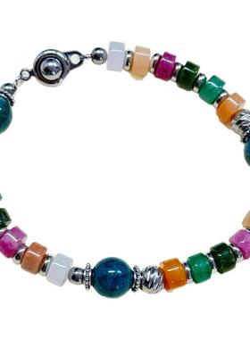 彩色不锈钢玛瑙隔片水晶手链