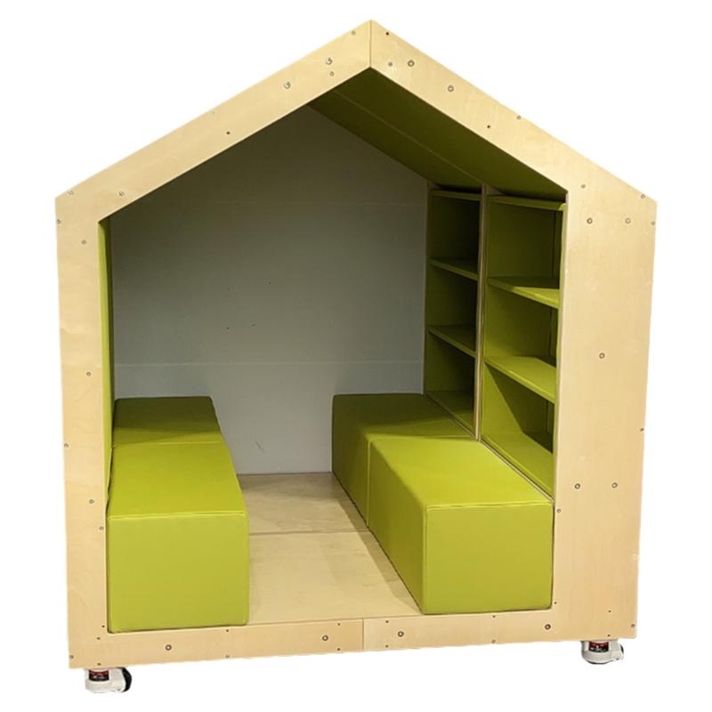 早教中心大厅幼儿园商场游乐场阅读区小屋室实木书架儿童软包玩具