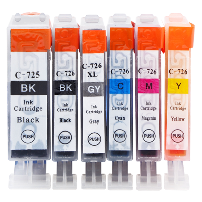 彩格适用佳能725 726墨盒MG-5170 5270 5370彩色PGI-725BK CLI-726BK MX886 IP4870 4970 IX6560打印机墨盒
