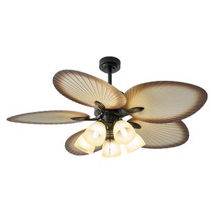 客厅大风扇灯复古新中式餐厅专用高端中古吊扇高级芭蕉叶带电吊灯