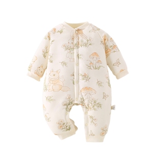 婴儿衣服秋冬季夹棉连体衣婴幼儿宝宝冬装男宝保暖外出服加厚棉衣