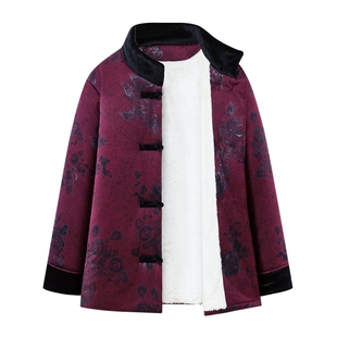 奶奶唐装棉衣加绒加厚老年人冬装女棉袄短款妈妈外套姥姥保暖衣服