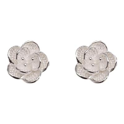 银奥999纯银山茶花耳钉