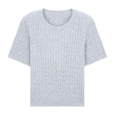 MindBridge绞花纹短袖针织