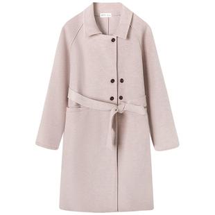 慕兔韩系气质中长款毛呢大衣女2025冬新款小个子收腰显瘦呢子外套