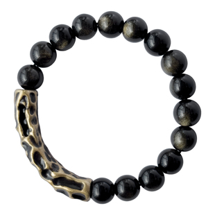 卓岸林原创设计复古黑曜石手链男 个性中性饰品 金曜石珠子手串