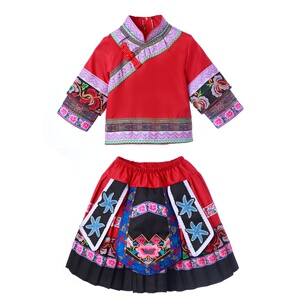 少数民族服装六一节儿童服饰广西壮族土家族民族服女童舞蹈演出服