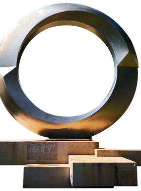 城市公园景观小品艺术不锈钢镜面法制之魂圆环雕塑户外草坪摆件