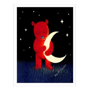 客厅书房红色卡通张占占签名复刻版画装饰画卧室潮流艺术高清挂画