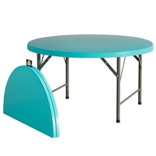 可折叠圆桌餐桌家用圆形塑料大圆桌面简易小户型饭桌折叠桌子10人