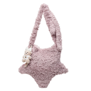 五角星毛绒包包女2026新款星星包百搭斜挎小包包可爱派大星毛毛包