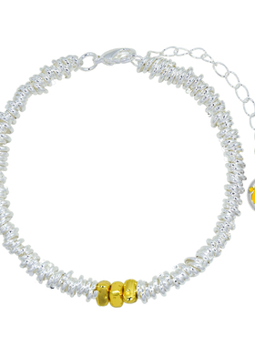 AWE沈月同款三角奶酪块银圈手链