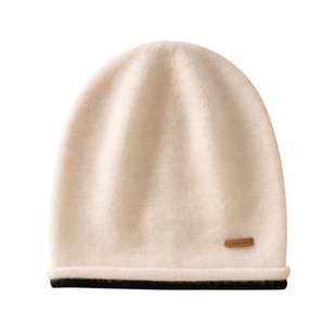 秋冬新款100%纯山羊绒帽子男女同款百搭保暖护耳针织毛线堆堆帽