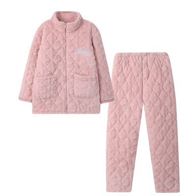 女士珊瑚绒三层加厚加绒家居服