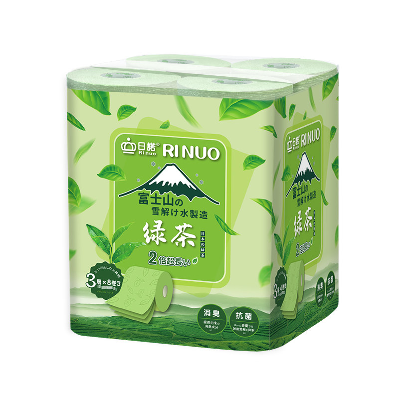 日诺日本进口绿茶芳香卫生纸可溶有芯卷纸