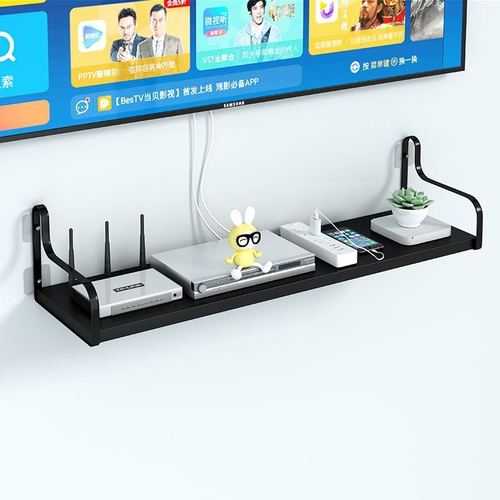 卧室wifi托架收纳盒免打孔置物架客厅电视机顶盒墙上壁挂式路由器