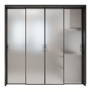 厨房推拉门玻璃移门客厅阳台隔断钛镁铝合金极窄吊轨三联动