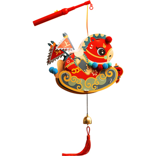 马年灯笼儿童手提新款2026小马灯新年发光花灯过年手工diy材料包