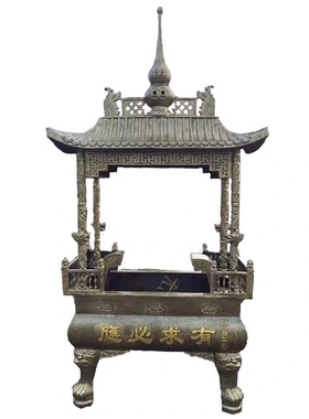 大型寺庙铸铁长方形带盖户外香炉