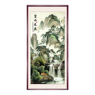 5d富水长流玄关钻石画方钻满钻山水风景竖版砖粘贴钻十字绣点钻画