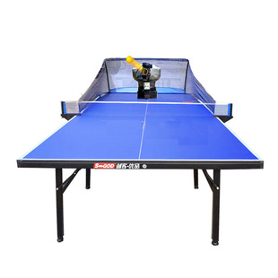家用简易折叠乒乓球桌单人可移动带轮比赛标准球台乒乓发球机组合