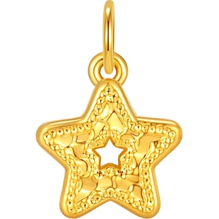 潮宏基爆闪葫芦四叶草黄金吊坠足金挂坠硬金显大碎碎冰小鼻嘎礼物