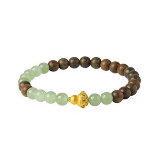 印象眸和田玉手串女款晴水双圈手链葫芦绿檀木新中式国风生日礼物