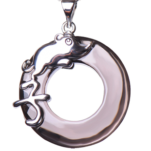 十二生肖项链本命年属马蛇纯银黑曜石平安扣挂件男吊坠女好运礼物